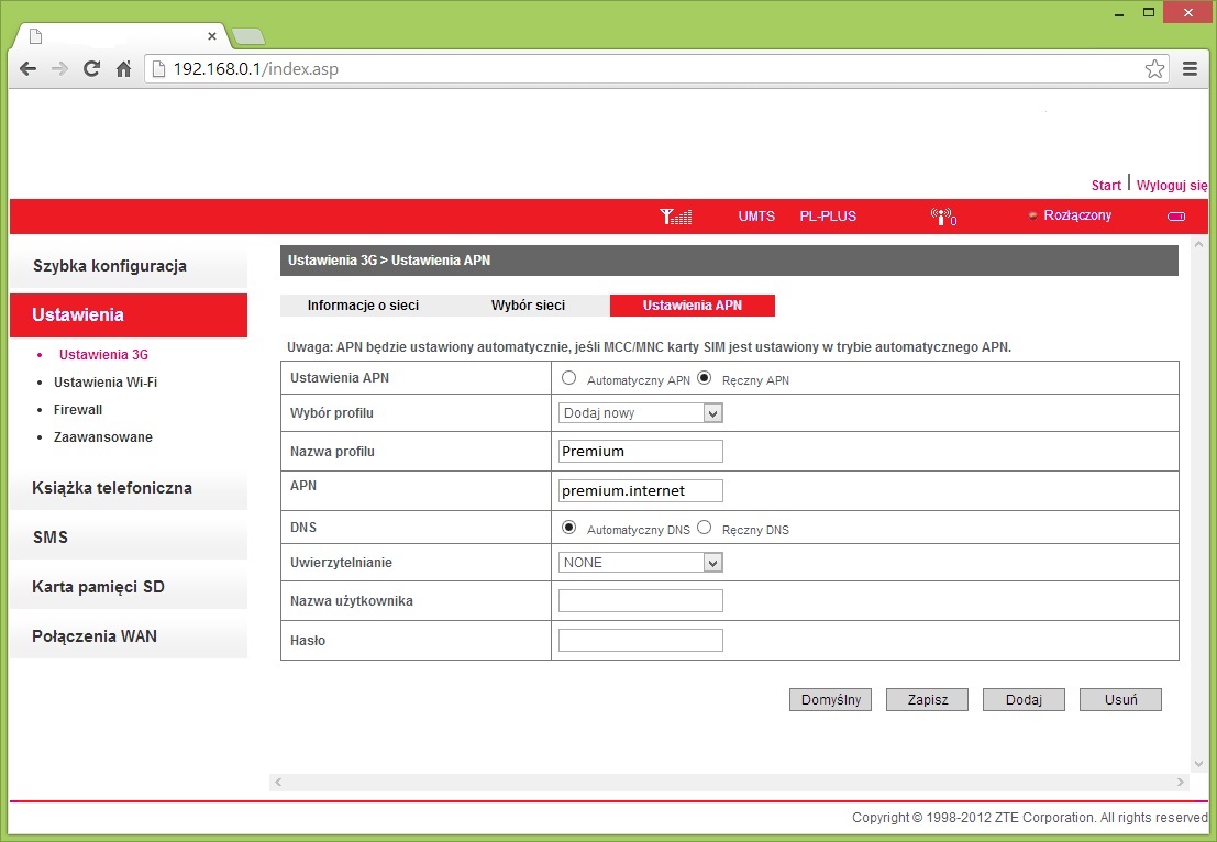 Konfiguracja internetu mobilnego - instrukcja